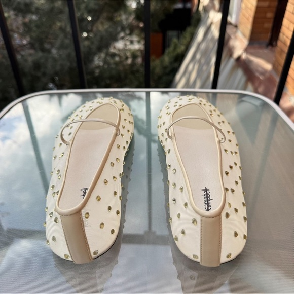 New Jeffrey Campbell Swan Lake Gem Mesh Flats Rhinestone Ballet Yellow - Picture 9 of 15